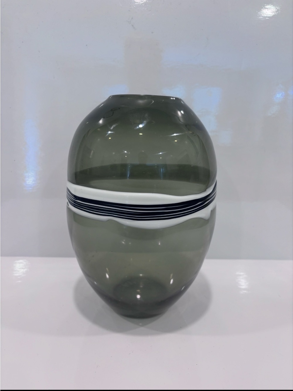 Murano Style Contemporary Art Hand-Blown Glass Vase tall Heavy vintage